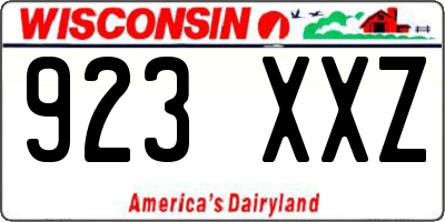WI license plate 923XXZ