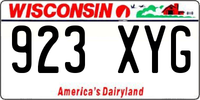WI license plate 923XYG