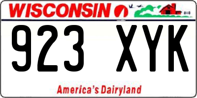 WI license plate 923XYK