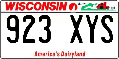 WI license plate 923XYS