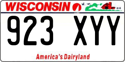 WI license plate 923XYY