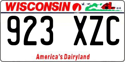 WI license plate 923XZC