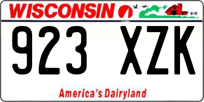 WI license plate 923XZK