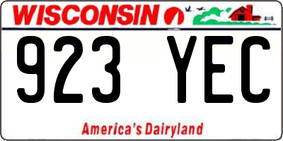WI license plate 923YEC