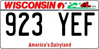 WI license plate 923YEF