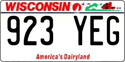 WI license plate 923YEG