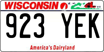 WI license plate 923YEK