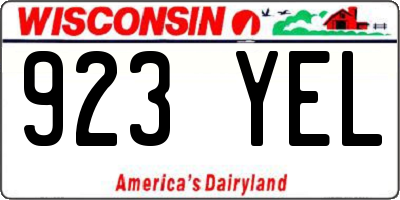 WI license plate 923YEL