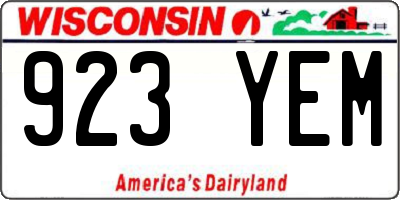 WI license plate 923YEM