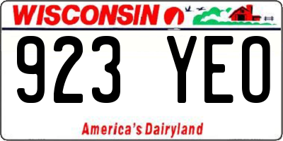 WI license plate 923YEO