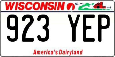 WI license plate 923YEP