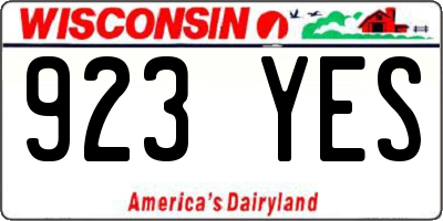 WI license plate 923YES