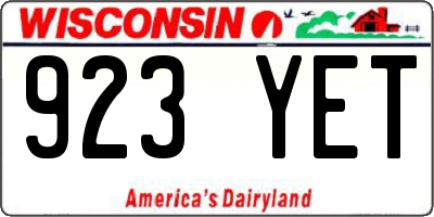 WI license plate 923YET