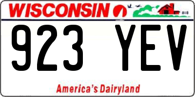 WI license plate 923YEV