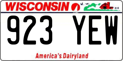 WI license plate 923YEW
