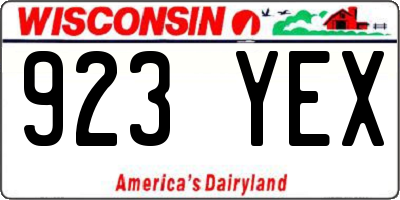 WI license plate 923YEX