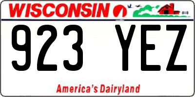WI license plate 923YEZ
