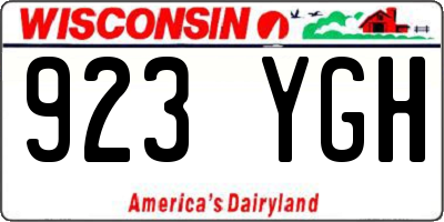 WI license plate 923YGH