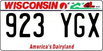 WI license plate 923YGX
