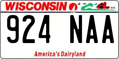WI license plate 924NAA
