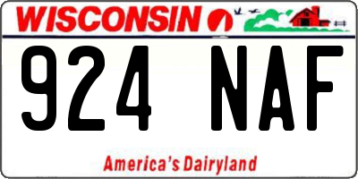WI license plate 924NAF