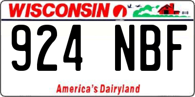 WI license plate 924NBF