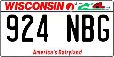 WI license plate 924NBG