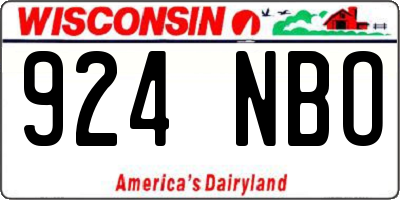 WI license plate 924NBO