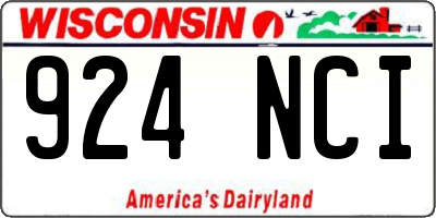 WI license plate 924NCI