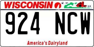 WI license plate 924NCW