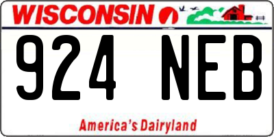 WI license plate 924NEB