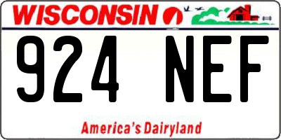 WI license plate 924NEF