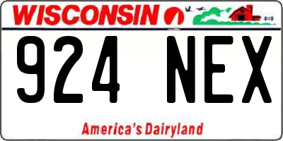 WI license plate 924NEX