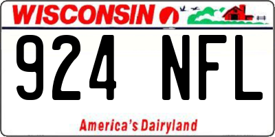 WI license plate 924NFL