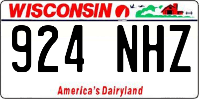 WI license plate 924NHZ