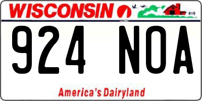WI license plate 924NOA