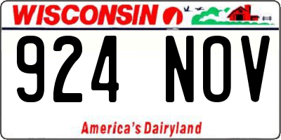WI license plate 924NOV
