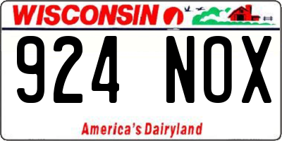 WI license plate 924NOX