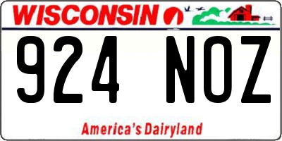 WI license plate 924NOZ