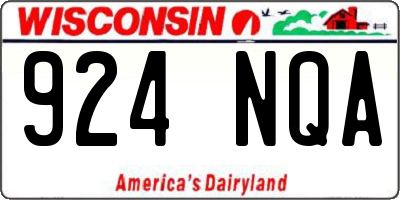 WI license plate 924NQA