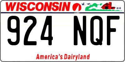 WI license plate 924NQF