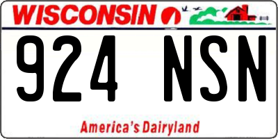WI license plate 924NSN