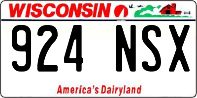 WI license plate 924NSX