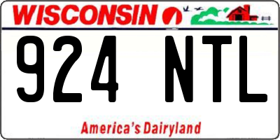 WI license plate 924NTL