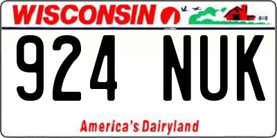 WI license plate 924NUK
