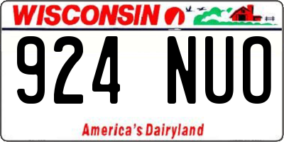 WI license plate 924NUO