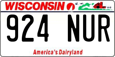 WI license plate 924NUR