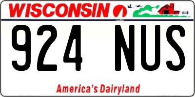 WI license plate 924NUS