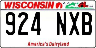 WI license plate 924NXB