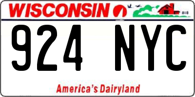 WI license plate 924NYC